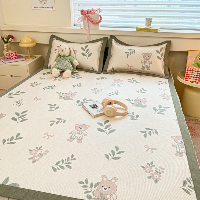 91家纺网 家纺一手货源 找家纺 迪乐妮 2025新款印花真冰藤冰凉席 丛林熊