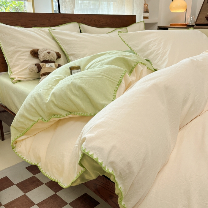 91家纺网 家纺一手货源 找家纺 （总）慕尚家纺 2025新款全棉纯棉三角针色织四件套