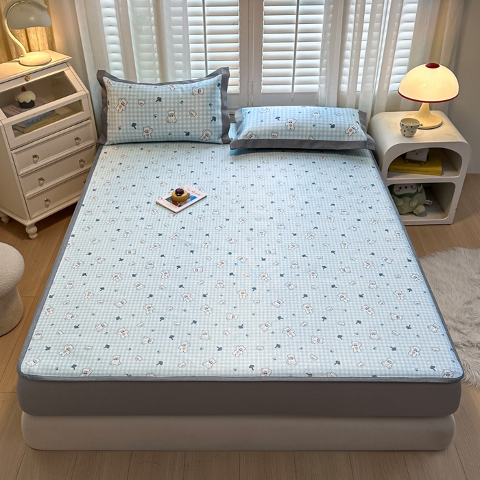 91家纺网 家纺一手货源 找家纺 迪乐妮 2025新款真冰藤印花床笠款凉席 baby熊