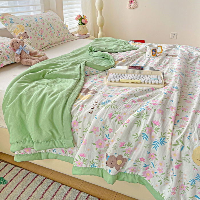 91家纺网 家纺一手货源 找家纺 富艺隆 2025新款水洗棉双层纱夏被 静谧