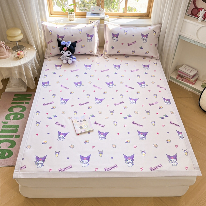 91家纺网 家纺一手货源 找家纺 博雅 2025新款三丽欧A类小版数码印花1200D冰丝凉席凉席席子 多彩库洛米