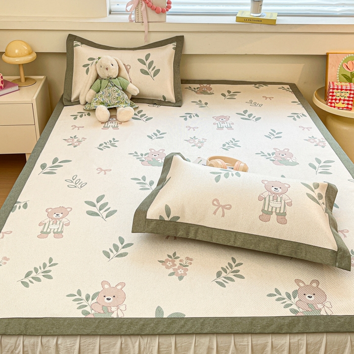 91家纺网 家纺一手货源 找家纺 迪乐妮 2025新款印花真冰藤冰凉席 丛林熊