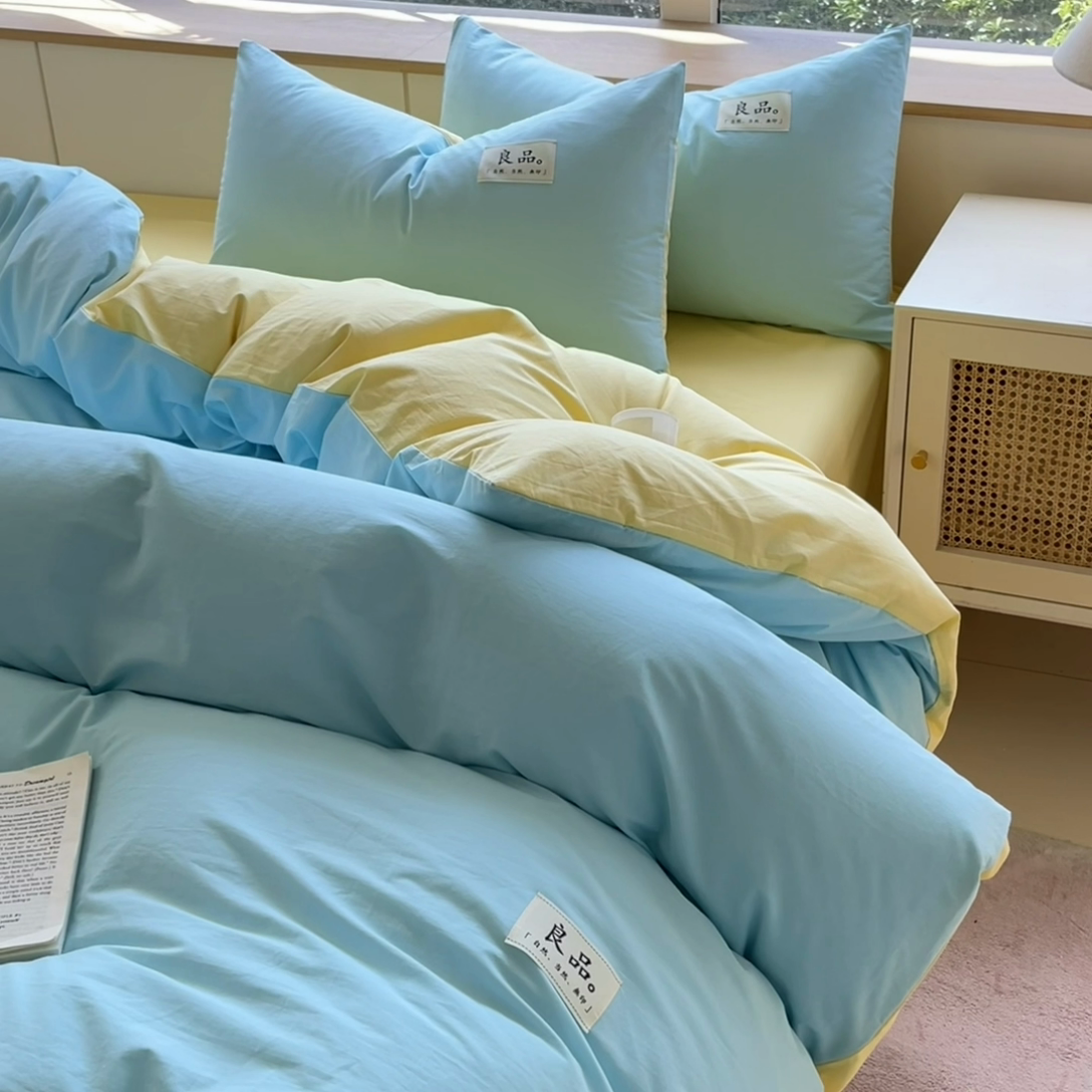 91家纺网 家纺一手货源 找家纺 （总）禧澜庭 2025新款纯棉全棉水洗棉斜纹无印风贴标四件套三件套