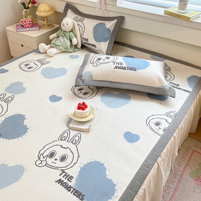 91家纺网 家纺一手货源 找家纺 迪乐妮 2025新款印花真冰藤冰凉席 小怪兽