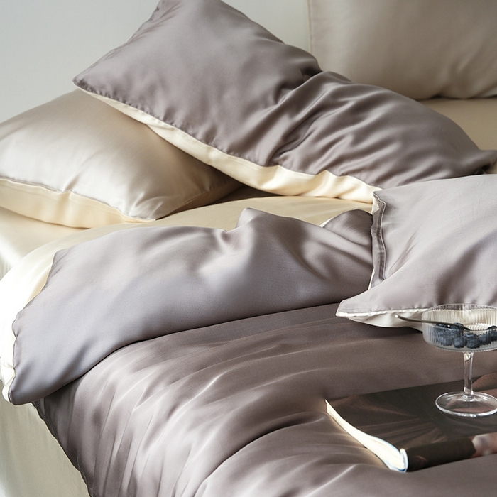 91家纺网 家纺一手货源 找家纺 简纯主义 2025新款60s兰精天丝纯色四件套 摩卡