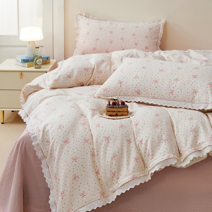 91家纺网 家纺一手货源 找家纺 （总）黛馨 2025新款全棉纯棉镂空蕾丝边四件套