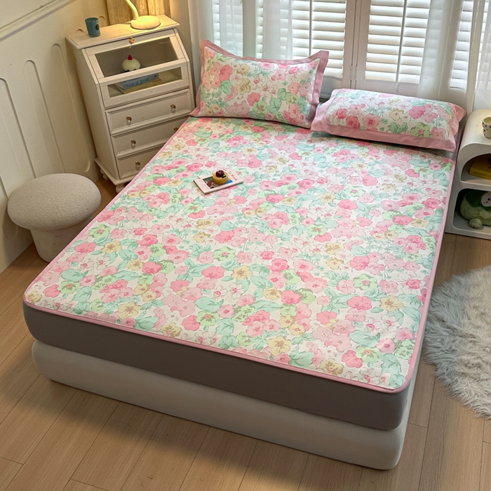 91家纺网 家纺一手货源 找家纺 迪乐妮 2025新款真冰藤印花床笠款凉席 繁花