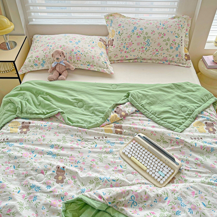 91家纺网 家纺一手货源 找家纺 富艺隆 2025新款水洗棉双层纱夏被 静谧