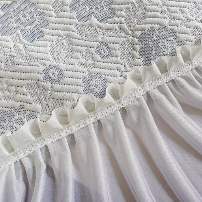 91家纺网 家纺一手货源 找家纺 富馨莱 2025春夏新款公主仙女风480克PE凉感凉豆豆床裙凉席三件套 玫瑰花园-灰床裙款