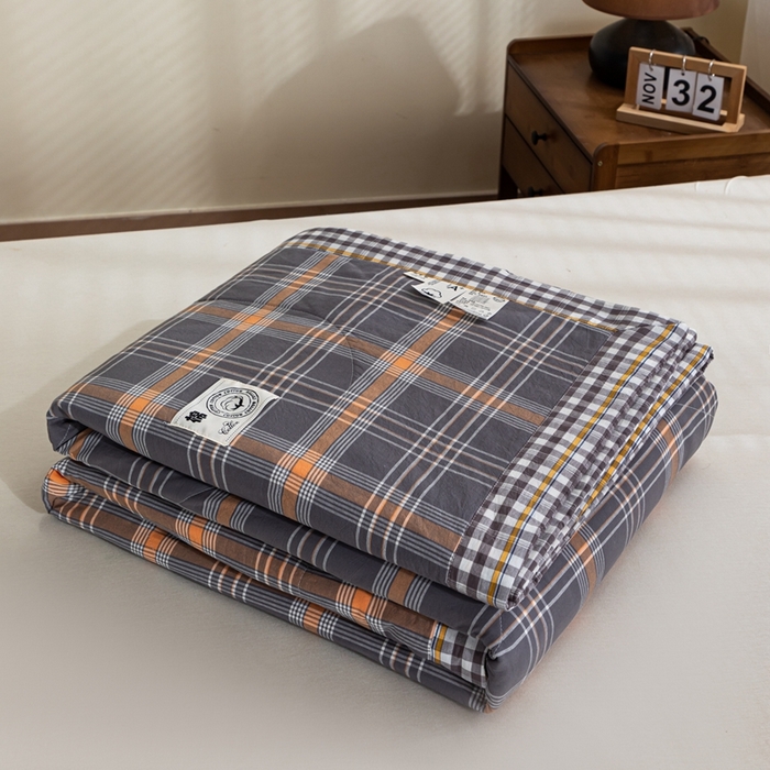 91家纺网 家纺一手货源 找家纺 鑫棉坊 2025新款全棉色织水洗棉A类棉花夏被可机洗空调被四件套床单枕套 伯恩