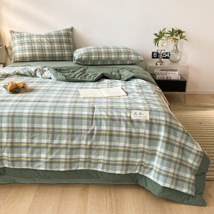 91家纺网 家纺一手货源 找家纺 2025梦初语新款无印风棉花夏被 雅致格