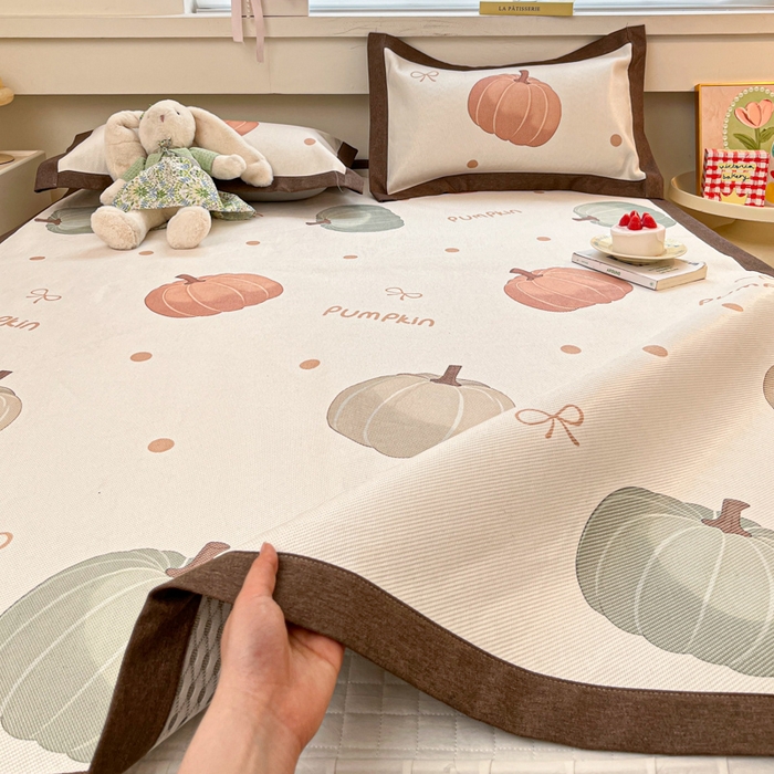 91家纺网 家纺一手货源 找家纺 迪乐妮 2025新款印花真冰藤冰凉席 波点南瓜