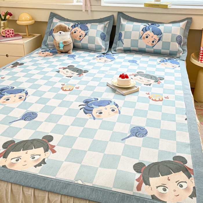 91家纺网 家纺一手货源 找家纺 迪乐妮 2025新款印花真冰藤冰凉席 吒儿