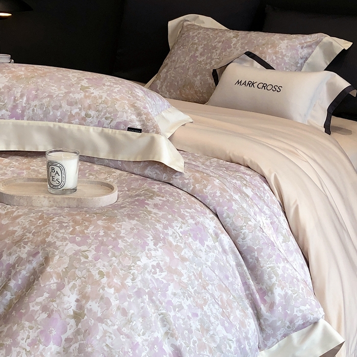 91家纺网 家纺一手货源 找家纺 佳汐蓝2025新款典雅诗意花卉全棉印花四件套券后不低于438/458元 馥雅铃兰-胭脂粉