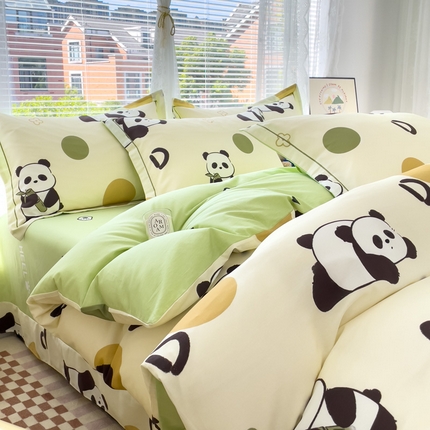 91家纺网 家纺一手货源 找家纺 （总）铭博家纺 2025新款直播爆款100%全棉吊边一字绣工艺款13070印花全棉四件套