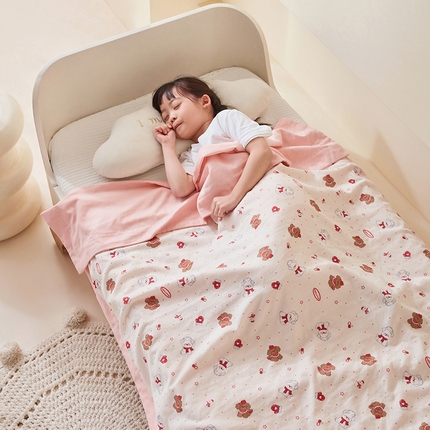 91家纺网 家纺一手货源 找家纺 （总）嗨生活 2025年 7A抗菌全棉双层纱夏被  纱布夏被盖毯  儿童夏被 幼儿园夏被