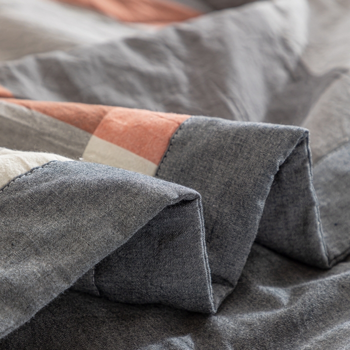 91家纺网 家纺一手货源 找家纺 鑫棉坊 2025新款全棉色织水洗棉A类棉花夏被可机洗空调被四件套床单枕套 柏林灰
