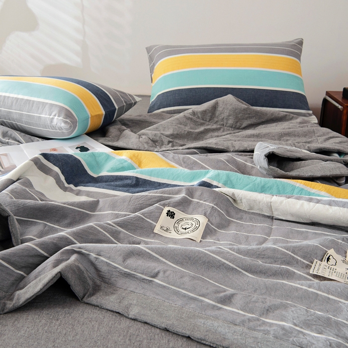 91家纺网 家纺一手货源 找家纺 鑫棉坊 2025新款全棉色织水洗棉A类棉花夏被可机洗空调被四件套床单枕套 洛克