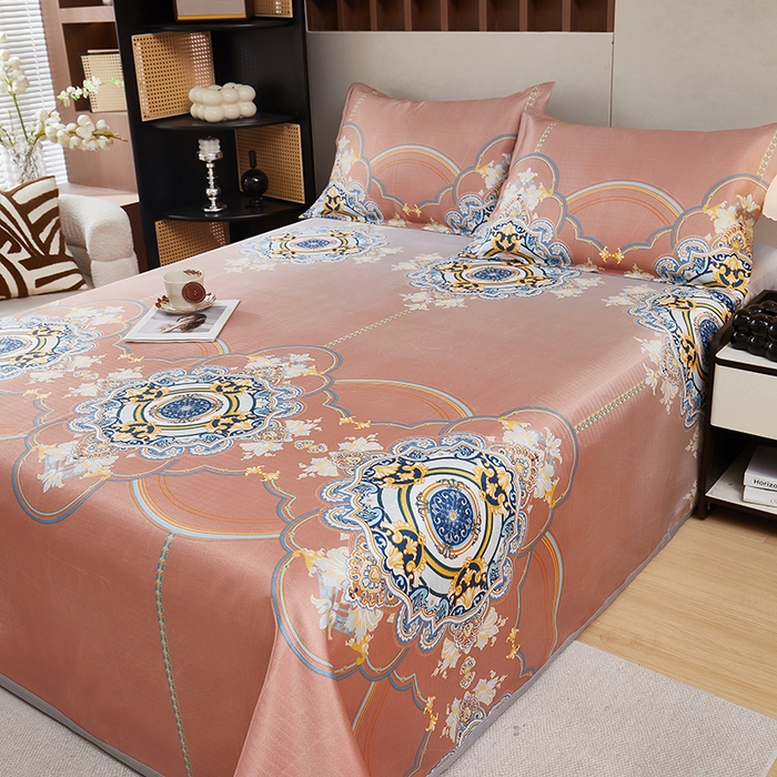 91家纺网 家纺一手货源 找家纺 （总）星窝家纺 2025新款直播电商优选可机洗斜纹提花冰丝凉席三件套