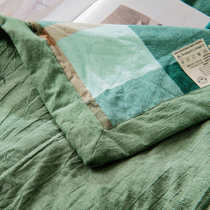 91家纺网 家纺一手货源 找家纺 鑫棉坊 2025新款全棉色织水洗棉A类棉花夏被可机洗空调被四件套床单枕套 澜海