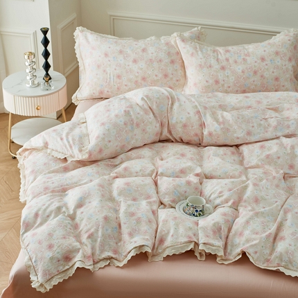 91家纺网 家纺一手货源 找家纺 （总）黛馨 2025新款全棉纯棉镂空蕾丝边四件套