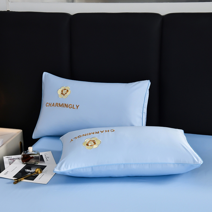 91家纺网 家纺一手货源 找家纺 优尚家纺 2025新款水洗天丝刺绣夏被夏被四件套 沧海兰