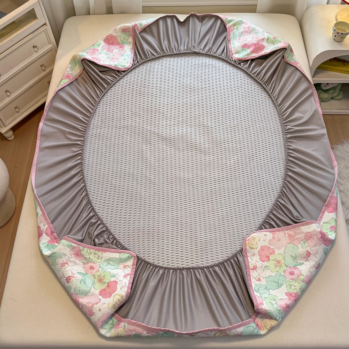 91家纺网 家纺一手货源 找家纺 迪乐妮 2025新款真冰藤印花床笠款凉席 繁花