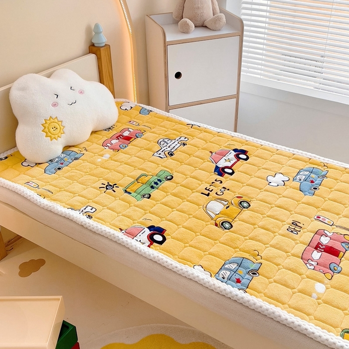 91家纺网 家纺一手货源 找家纺 梵赫家纺2024新款牛奶绒床护垫床垫幼儿园床垫儿童床垫可水洗 薄垫-滴滴车队黄