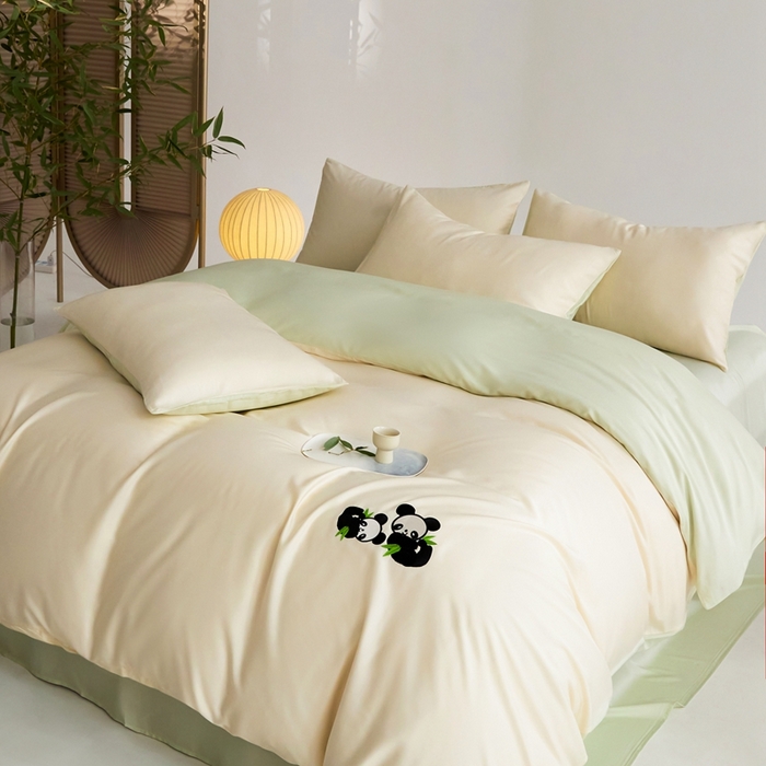 91家纺网 家纺一手货源 找家纺 金奇达家纺 2025新款竹玉清丝四件套-墨隐竹笙【标准号全网控价（折后券后）不低于228元】 墨隐竹笙-白