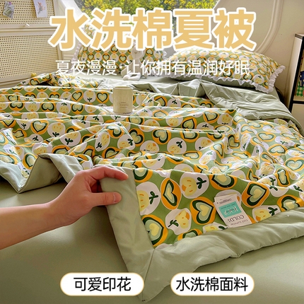 91家纺网 家纺一手货源 找家纺 （总）春光里 2025新款云朵棉水洗棉手包边夏被夏凉被空调被夏被四件套（风格1）