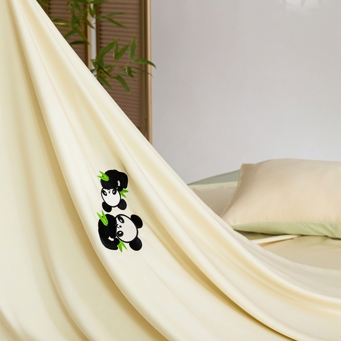 91家纺网 家纺一手货源 找家纺 金奇达家纺 2025新款竹玉清丝四件套-墨隐竹笙【标准号全网控价（折后券后）不低于228元】 墨隐竹笙-白