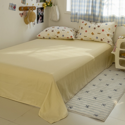 塔塔家居  2025新款全棉纯棉双层纱床单床笠单品 趣味豆豆