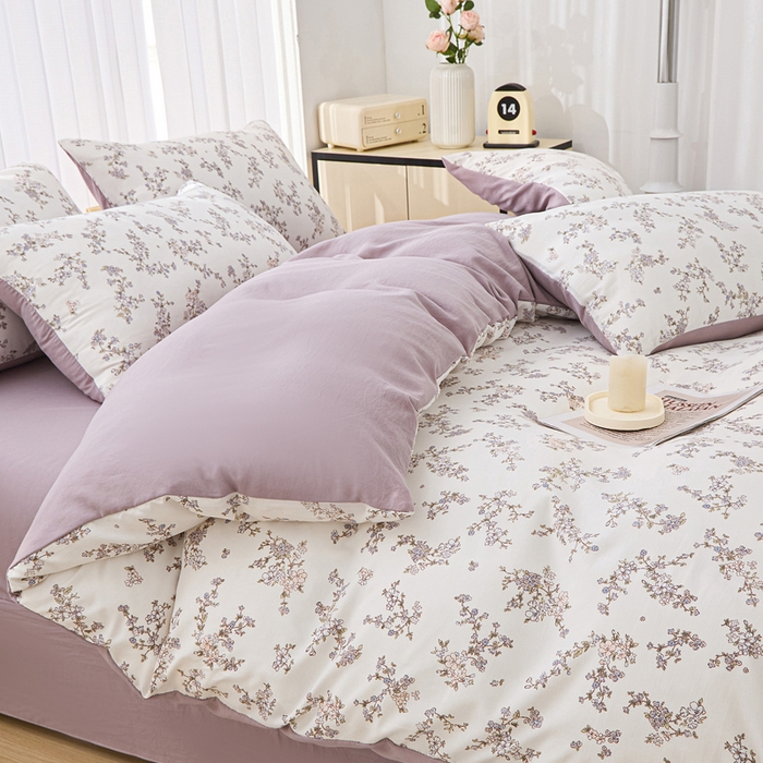 91家纺网 家纺一手货源 找家纺 蕾诺家纺 2025新款直播新款A类有氧提花云纱棉圆角吊边工艺四件套学生三件套 莱茵