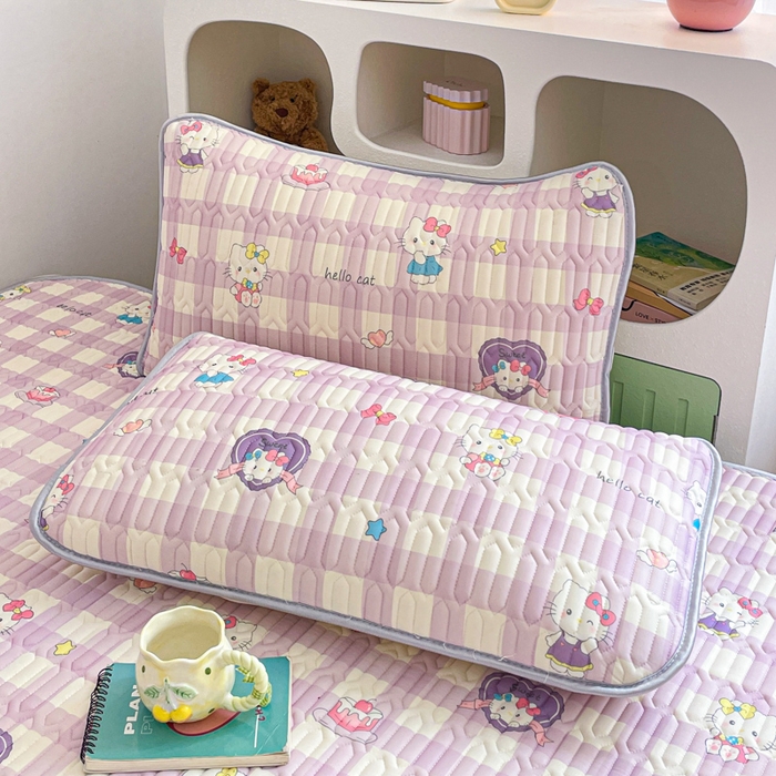 91家纺网 家纺一手货源 找家纺 贝扬思家纺 2025新款亲肤舒适可爱乳胶凉席席子系列 零碎小猫