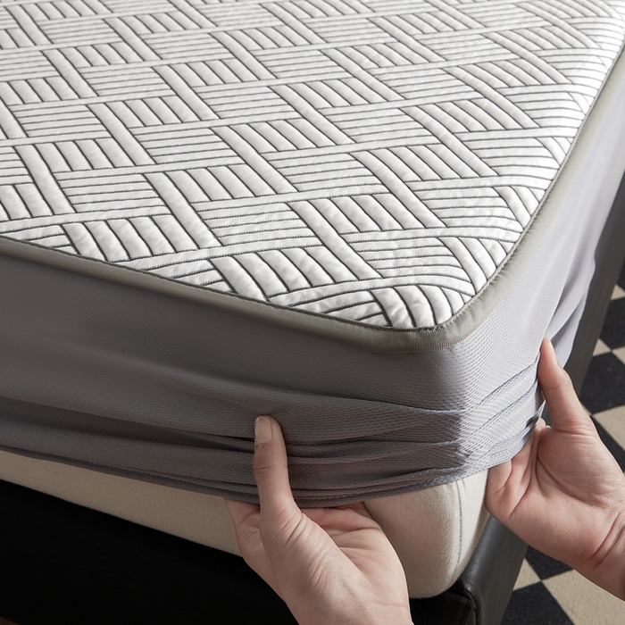 91家纺网 家纺一手货源 找家纺 2025新款韩国外贸爆款加厚PE中分子凉感豆豆软席 时空灰-床笠款