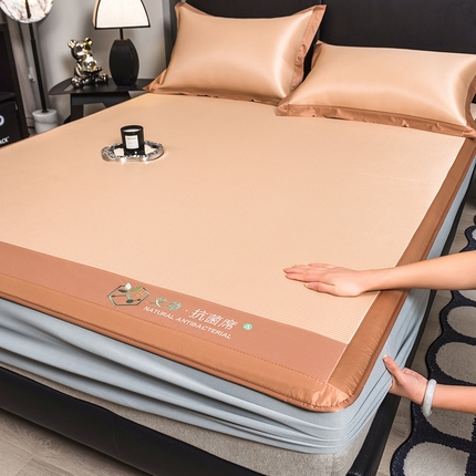 全季家居 2025新款5A加厚加密艾草碳光席冰丝席 床笠-奶咖