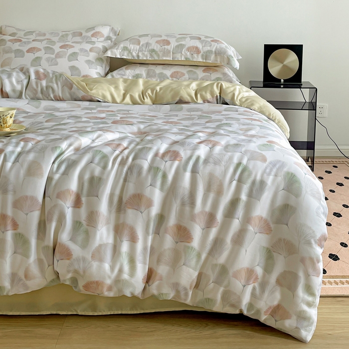 91家纺网 家纺一手货源 找家纺 棉生活家纺 2025新款天丝莱赛尔印花四件套 林间秘信