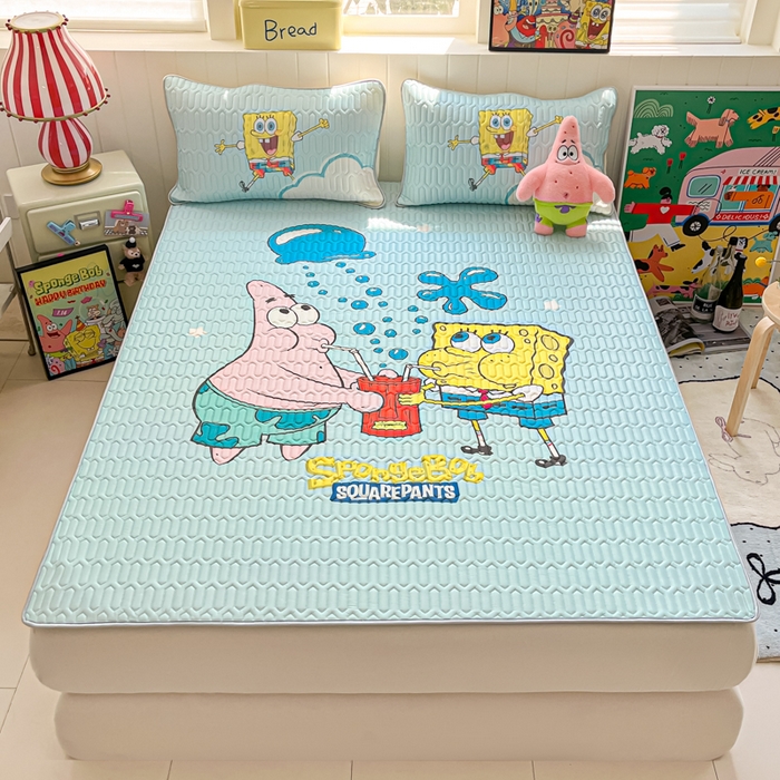 91家纺网 家纺一手货源 找家纺 （总）金爱家 2025新款海绵宝宝乳胶凉席床席款凉席席子