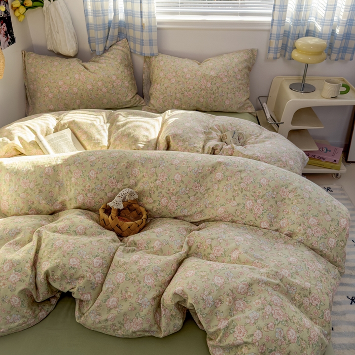 91家纺网 家纺一手货源 找家纺 塔塔家居  2025新款全棉纯棉双层纱四件套 茉香