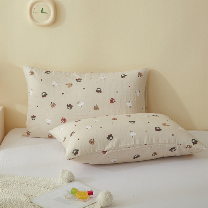 91家纺网 家纺一手货源 找家纺 2025款A类母婴级全棉双层纱枕套_4032 丛林动物