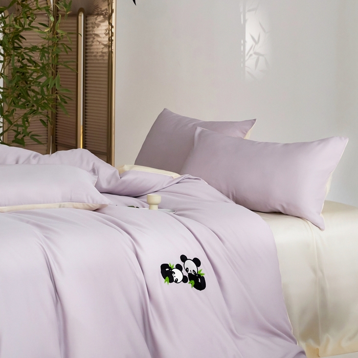 91家纺网 家纺一手货源 找家纺 金奇达家纺 2025新款竹玉清丝四件套-墨隐竹笙【标准号全网控价（折后券后）不低于228元】 墨隐竹笙-紫