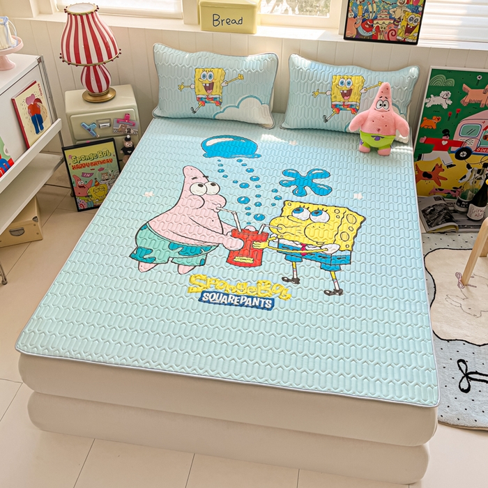 91家纺网 家纺一手货源 找家纺 （总）金爱家 2025新款海绵宝宝乳胶凉席床席款凉席席子