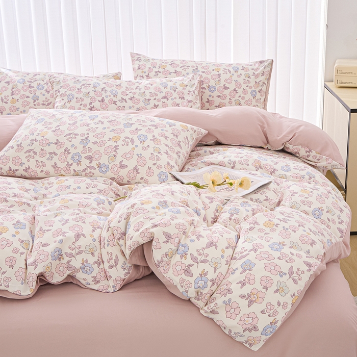 91家纺网 家纺一手货源 找家纺 蕾诺家纺 2025新款直播新款A类有氧提花云纱棉圆角吊边工艺四件套学生三件套 梦幻巴黎