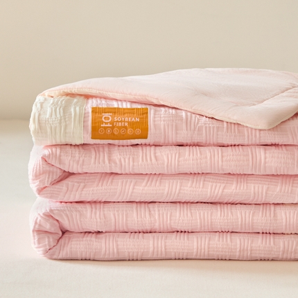 雨洋家纺 2025新款亲肤华夫格大豆夏被 华夫格-粉