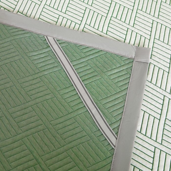 91家纺网 家纺一手货源 找家纺 2025新款韩国外贸爆款加厚PE中分子凉感豆豆软席 时空绿-床席款