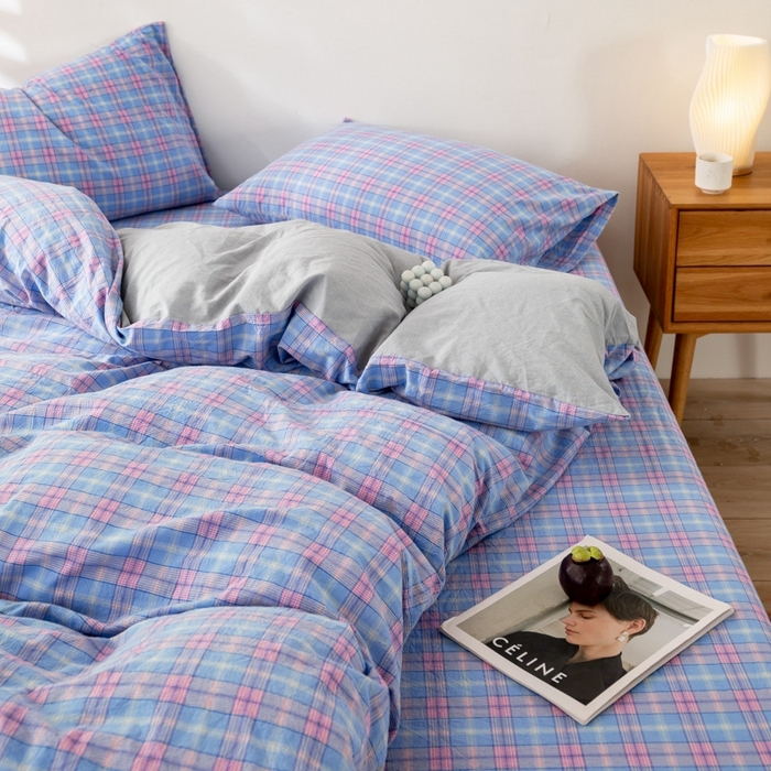 91家纺网 家纺一手货源 找家纺 2025新款A类色织水洗棉单被套 芳华兰