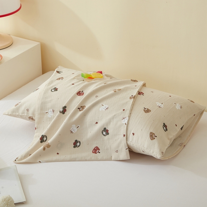 91家纺网 家纺一手货源 找家纺 2025款A类母婴级全棉双层纱枕套_4032 丛林动物