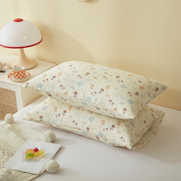 91家纺网 家纺一手货源 找家纺 2025款A类母婴级全棉双层纱枕套_4032 泡芙狗