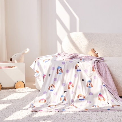 91家纺网 家纺一手货源 找家纺 （总）艾佳宝贝 2025新款A类针织豆豆儿童多功能宿舍午睡安抚盖毯