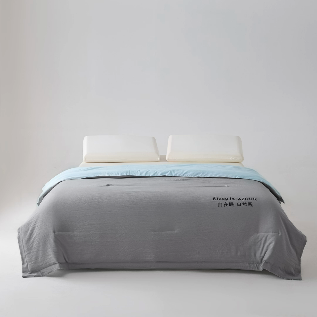 91家纺网 家纺一手货源 找家纺 闲鱼家纺 2025新款某朵同款深睡Pro夏被 自在眠  自然醒 浅灰+克莱茵蓝